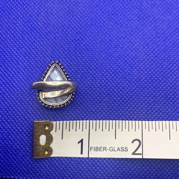 Comfort Curl ADJUSTABLE Dainty Genuine Blue Lace Agate Ring! .925 Silver Overlay - Picture 14 of 15